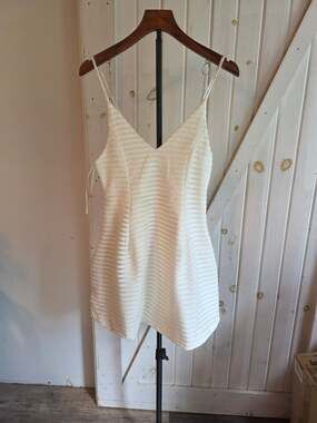 esther white mini dress with chain strap detail